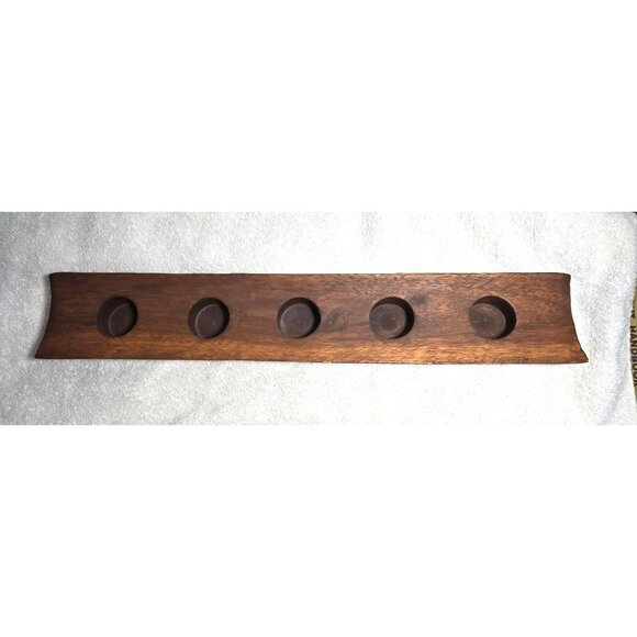Wooden 5-Slot Tea Light Candle Shot Glass Holder Rectangular Made in Thailand - Picture 2 of 10